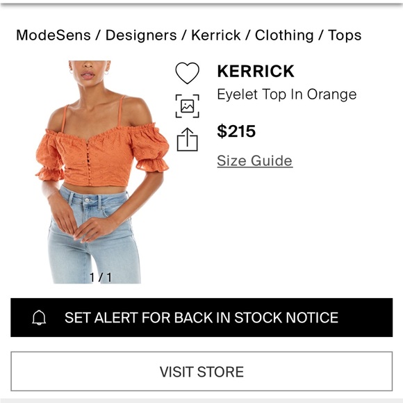 Kerrick Women's Orange Puff sleeve Eyelet Top - Picture 2 of 5